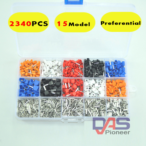 2340pcs/lot  mixed 15 models  Dual Bootlace Ferrule Kit Electrical Crimp Crimper cord wire end terminal block ► Photo 1/4