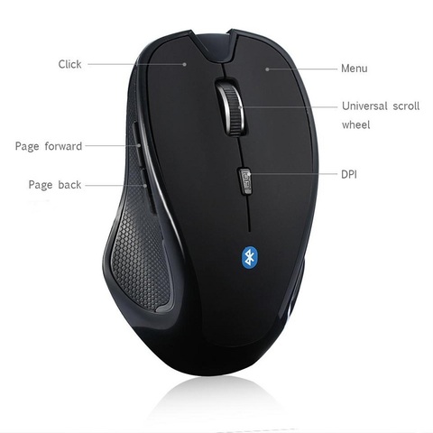 Wireless mouse 1600DPI 6 Buttons Adjustable Receiver Optical Computer Mouse BT 3.0 Ergonomic Mice For mi pad 4 ► Photo 1/6