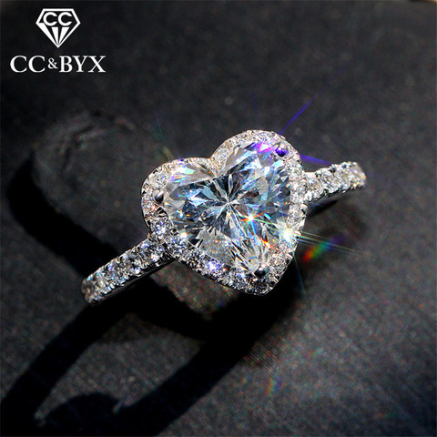 CC Heart Rings for Women S925 Silver Wedding Engagement Bridal Jewelry Cubic Zirconia Stone Elegant Ring Accessories CC829 ► Photo 1/6