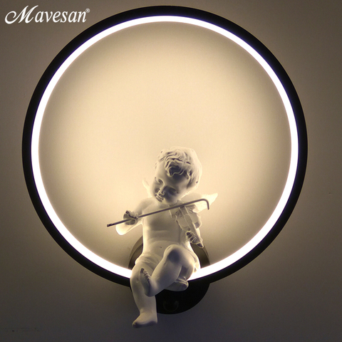 Hot Selling Wall Lamps Indoor Black White Wall Lighting Minimalist Art Sconce Interior With Angel Bird Home Decoration wall ► Photo 1/6