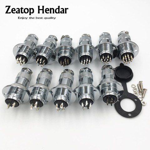 10Set GX20 XLR with Dust Cover Disc Flange 2 3 4 5 6 7 8 9 10 12 14 Pin Female Plug Male Chassis Mount Socket Aviation Connector ► Photo 1/1