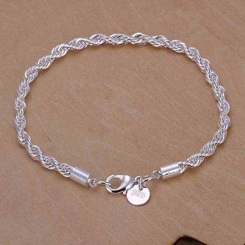 Silver color chain exquisite twisted bracelet fashion charm chain women men solid wedding cute simple models jewelry , H207 ► Photo 1/4