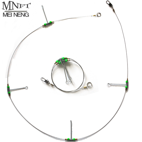 MNFT 5set String Fishing Hooks 4 Steel Wire Swivels Connection Anti-Winding Sea Fishing Hook Bracket ► Photo 1/6