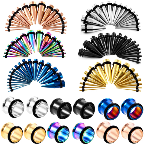 2pcs/lot Steel Ear Taper and Ear Tunnel Plug Mixed Colors Ear Expansion Gauges Ear Taper Stretcher Piercing Body Jewelry 14G-00G ► Photo 1/6