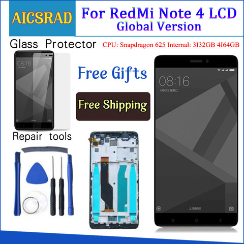 Tested LCD Display +Frame For Xiaomi Redmi Note 4 Global Version Snapdragon 625 Touch Screen LCD Digitizer Redmi Note 4X ► Photo 1/5