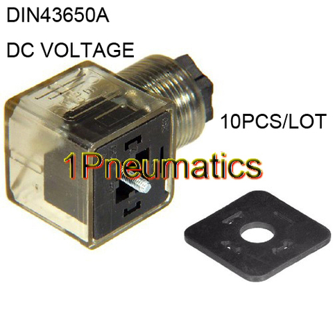 Free Shipping 10PCS/LOT Din 43650-A Line-Socket Plug for Valve Solenoid Coils Connector DIN43650A Led Indicator DC VOLT ► Photo 1/3