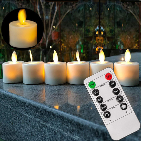 Pack of 2 Remote or Not Remote Battery Operated Electric Candles Flickering Moving Wick Christmas LED Tea Light Candles ► Photo 1/6