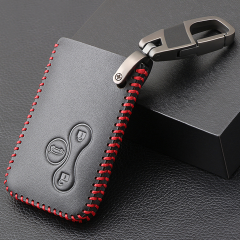Genuine Leather 3 Button Car Key Cover Case Protector Skin Smart Card For Renault Clio Logan Megane 2 3 Koleos Scenic ► Photo 1/6