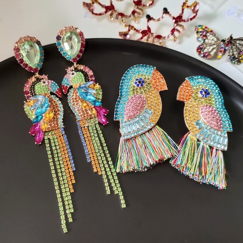 Bohemia Colorful Crystal Birds Fringed Drop Dangle Earrings ZA Wedding Jewelry Wholesale Women Fish Earrings Accessories 2022 ► Photo 1/6