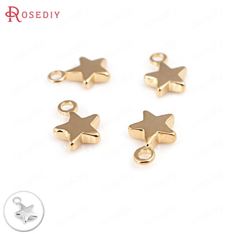 10PCS 7X10MM 24K Champagne Gold Color Plated Brass Small Star Charms High Quality Diy Jewelry Accessories ► Photo 1/6