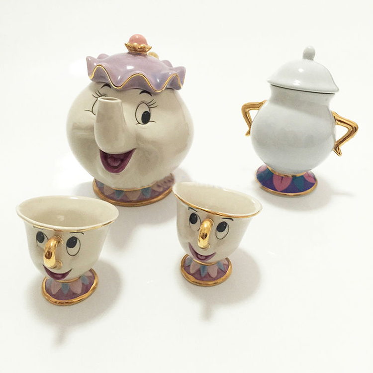 Tea Set Cartoon Beauty And The Beast Tea Set Mrs Potts Teapot Chip Cup Sugar New