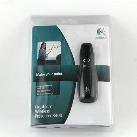 JSHFEI Logitech 2.4G R400 Laser Pointer  Wireless Presenter LED Red Laser Usb Laser Pen LAZER A large number of wholesale/Retail ► Photo 1/1