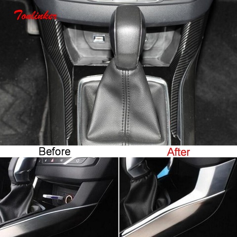 Tonlinker Interior Car Gear Beside Position Cover sticker for Peugeot 308 T9 2014-19 Car Styling 2 PCS ABS Carbon Cover sticker ► Photo 1/6