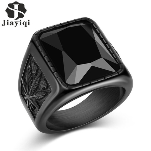 Jiayiqi Men Hiphop Ring 316L Stainless Steel Black/Red Stone Ring Rock Fashion Male Jewelry For Christmas Party Birthday Gift ► Photo 1/6
