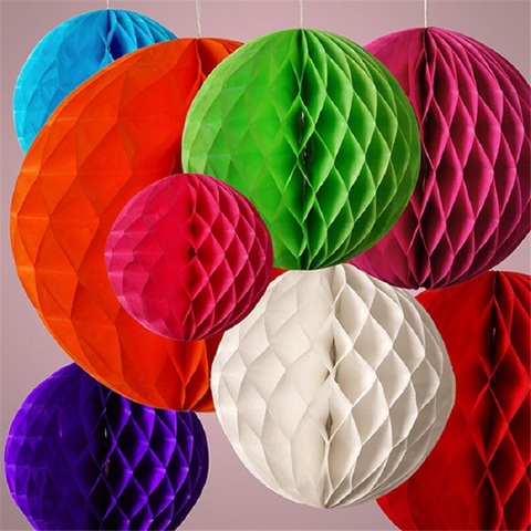 1Pcs 2'' -12'' Chinese Round Hanging Paper Honeycomb Flowers Balls Crafts Party Wedding Home DIY Decoration Paper Lantern Pompom ► Photo 1/6