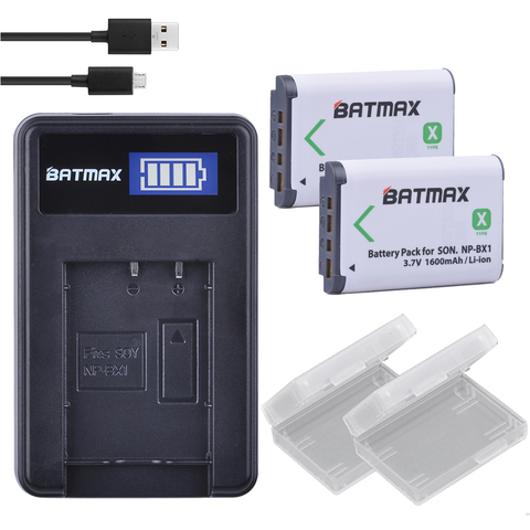 2pcs NP-BX1 np bx1 Battery + LCD Charger for Sony DSC-RX100 DSC-WX500 IV HX300 WX300 HDR-AS15 X3000R MV1 AS30V HDR-AS300 ► Photo 1/5