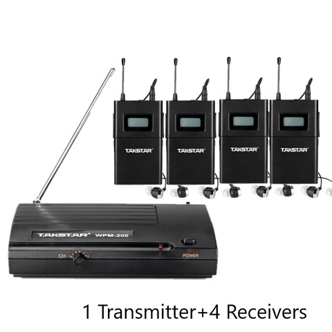 Takstar wpm-200 / wpm200 UHF Wireless Monitor System In-Ear Stereo Wireless Headset Stage monitors 1 Transmitter + 4 Receivers ► Photo 1/1