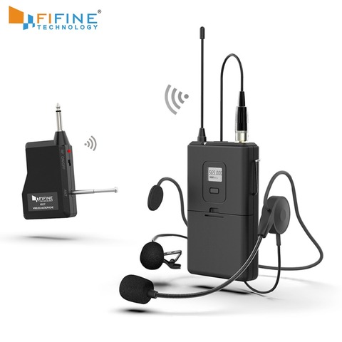 FIFINE 20-Channel UHF1/4 Inch Output lavalier& headset Microphone Transmitter for Camera Meeting Teaching Speech Hand free 037B ► Photo 1/6