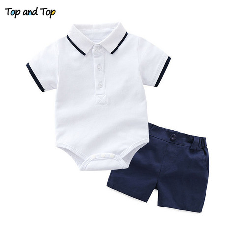 Top and Top Baby Boy Clothing Set Summer Cotton Short Sleeve Romper Tops+Shorts Infant Boys Outfits Toddler Boy Clothes ► Photo 1/6