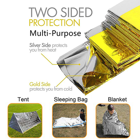 Folding Emergency Blanket 210cm*130cm/210cm*140cm/210*160cm  Silver/Gold Survival Rescue Shelter Outdoor Camping Keep Warm ► Photo 1/6
