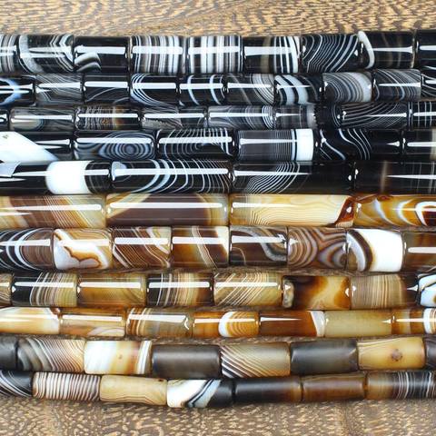 Natural Botswana Stripe Ag-ate,Black Stripe, Tube shape ,6-30mm beads ,Beads for Jewelry Making ! ► Photo 1/3