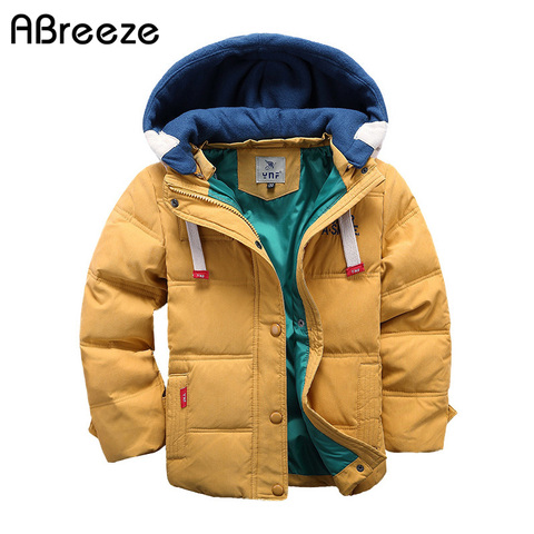 Abreeze children Down & Parkas 4-10T winter kids outerwear boys casual warm hooded jacket for boys solid boys warm coats ► Photo 1/6