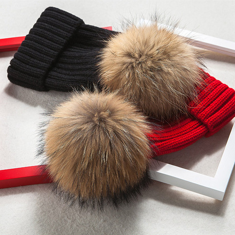 2022 brand winter hat for women High quality beanies cap real Raccoon fur pompom women hats bonnet femme girls casual hat ► Photo 1/5