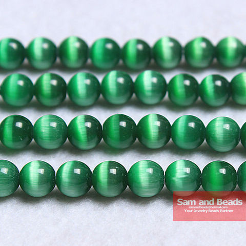 Free Shipping Natural Moon Stone Beads ,Opal Green Cat Eye Round Loose Beads 16