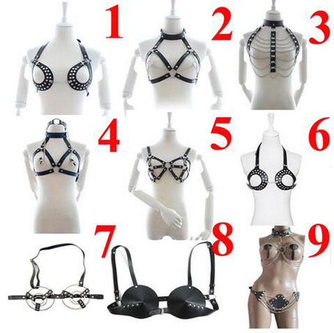 Leather Harness Open Bra Top Accessories,BDSM Restraints Strap,Women's Breast Bondage,Sex Toys For Couples ► Photo 1/6