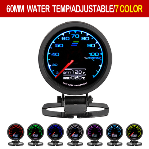 Grd Gauge GReddi Water Temp Gauge 7 Light Colors LCD Display With Voltage Meter Racing Gauge 62mm 2.5 Inch With Sensor ► Photo 1/6