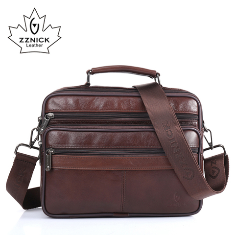 ZZNICK Men messenger bags luxury genuine leather men bag designer high quality shoulder bag casual zipper office bags for men ► Photo 1/6