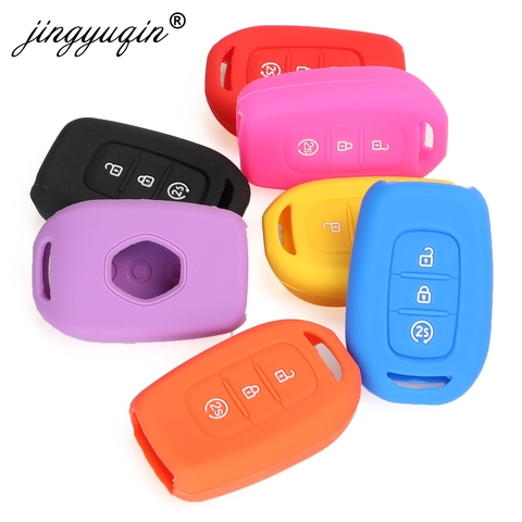 jingyuqin 3 Buttons Skin Silicone Remote Key Case For Renault Duster Sandero Logan Clio Captur Laguna Scenic Fob Holder Cover ► Photo 1/4