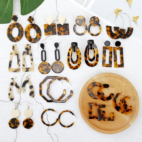 XIYANIKE New Fashion Tortoise Color Leopard Print Acrylic Acetic Acid Sheet Geometric Circle Square Long Drop Earrings for Women ► Photo 1/6