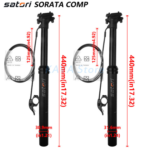 2022 New Satori Adjustable Bike Seatpost Travel 125mm 30.9 31.6mm Remote control bicycle Seat Post 440mm for comfort saddle ► Photo 1/6