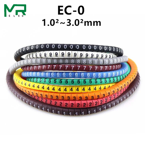 500PCS  EC-0  Colored Cable Wire Marker 0 to 9 For Cable Size 1.5 sqmm Colored ► Photo 1/3