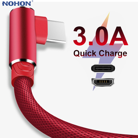 1 2 3m 90 Degree Fast Charge Data Type C Micro USB C Cable For Samsung Huawei Xiaomi Type-c Charger long Mobile Phone Wire Cord ► Photo 1/6