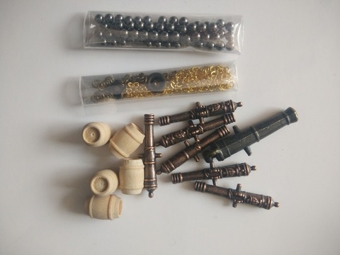 Scale 1/100 Halcon model Ship Accessories kit Classical cannon+Alloy anchor+Brass Anchor chain+ Cannonball+wooden barrel ► Photo 1/5