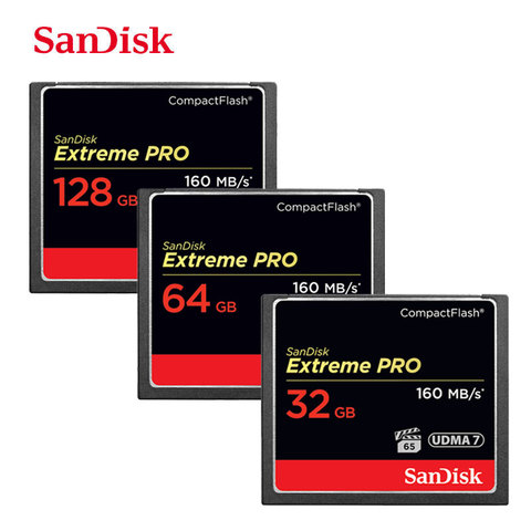 Sandisk Extreme Pro CF Card 64GB 32GB 128GB Compactflash Memory Card Up to 160MB/s Read Speed for Digital Cameras/DSLR Camera ► Photo 1/6