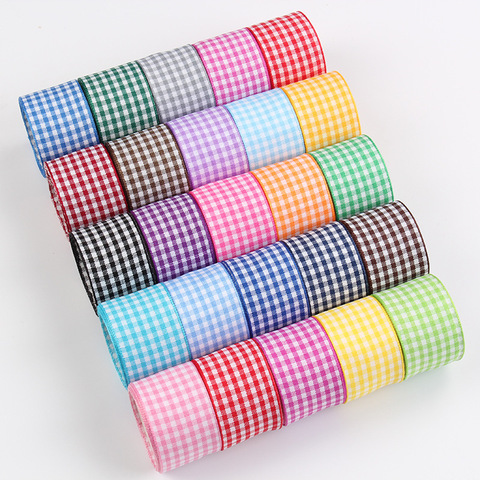 5 meters/lot Grosgrain Satin Ribbons for Wedding Christmas Party Decorations DIY Bow Craft Plaid Ribbons Card Gifts Wrap ► Photo 1/6