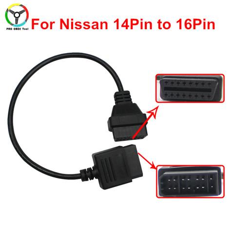 Top Quality for Nissan 14 Pin to OBD2 16 Pin Cable Car Diagnostic Connector for Nissan 14Pin to 16Pin OBD OBDII Adapter ► Photo 1/5