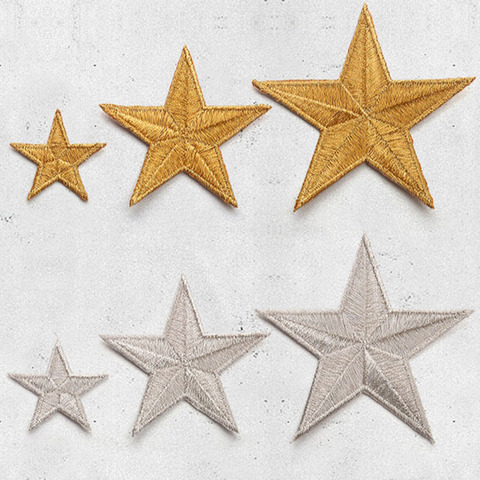 10pcs/lot Embroidered Golden Silver Applique Iron On Star Patches for Clothing Applique for Clothes Sweater Bags Patch DIY ► Photo 1/4