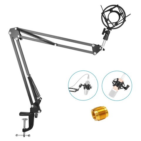 Neewer Adjustable Microphone Suspension Boom Scissor Arm Stand with Universal Microphone Shock Mount Holder for Broadcasting ► Photo 1/6