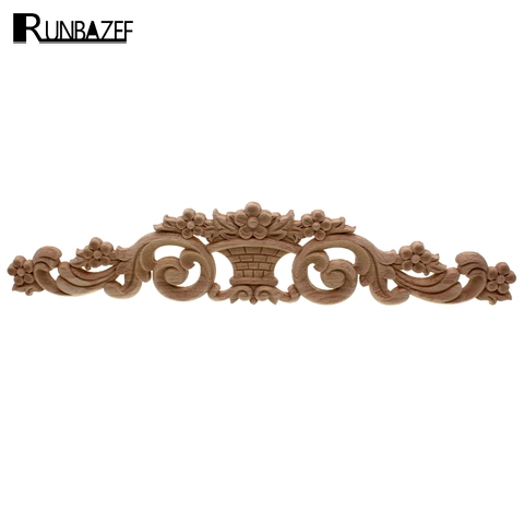 RUNBAZEF Vintage Wood Carved Decal Onlay Applique Unpainted Decorate Cabinets Table Furniture Decorative Wooden Corner Figurine ► Photo 1/6