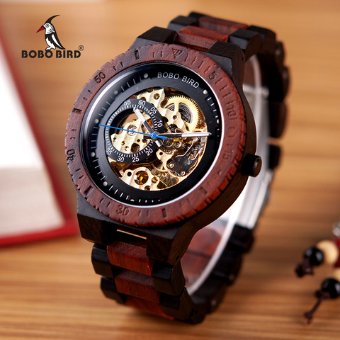 BOBO BIRD Wooden Mechanical Watch Men Relogio Masculino Big Mens Watches Top Brand Luxury Timepieces erkek kol saati W-R05 ► Photo 1/6