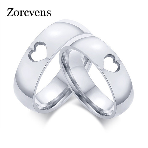 ZORCVENS Couples Promised Jewelry 6mm Silver Color Stainless Steel Love Heart Wedding Ring for Woman Man ► Photo 1/1
