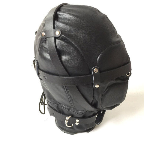 2022 Hot Soft Leather Bondage Whole Sealing Lace Up Hood Headgear Face Mask Eyepatch Dog Slave BDSM Product Sex Games Toy ► Photo 1/6