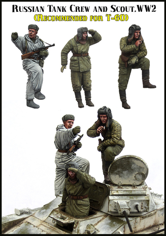 1/35 Resin Figure Model Kit WWII RUSSIAN TANK CREW AND SCOUT  Unassambled  Unpainted ► Photo 1/1
