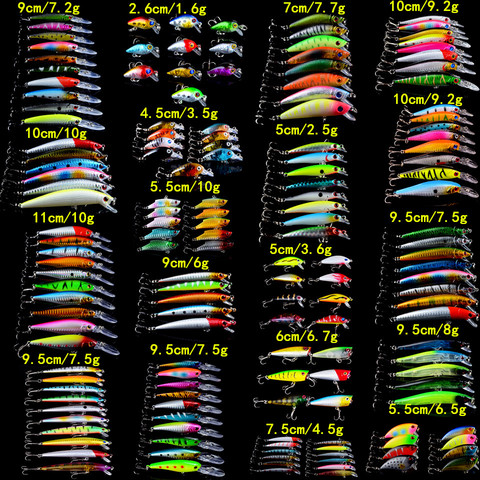 159pcs/lot Fishing Lures Set Mixed 19 Model Wobblers Fishing Tackle 159 Colors High Quality Minnow/Crank/VIB/Popper bait MIX ► Photo 1/6
