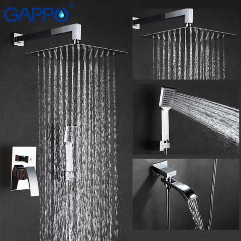 GAPPO Shower system waterfall big shower chrome rain shower sets bathroom faucet tap wall mounted bath shower mixer ► Photo 1/6