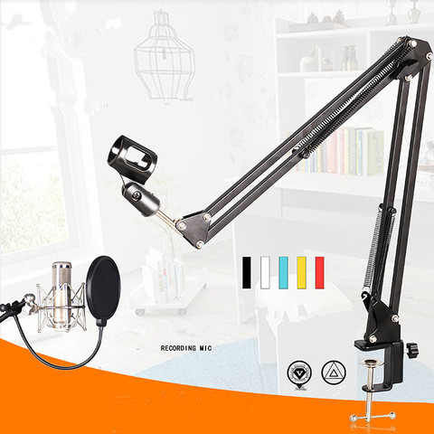 nb-35 Metal Extendable Recording Microphone Stand Tripod Boom Scissor Arm Holder With Microphone Clip Mounting Clamp For BM 800 ► Photo 1/6